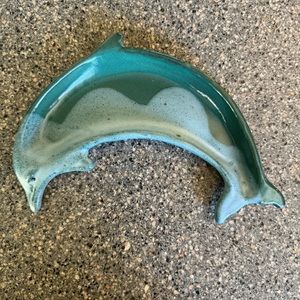 Tom Chamberlain pottery dolphin dish tray
